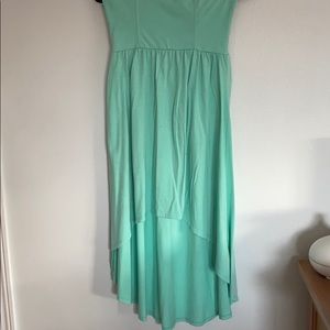 Strapless high low teal dress